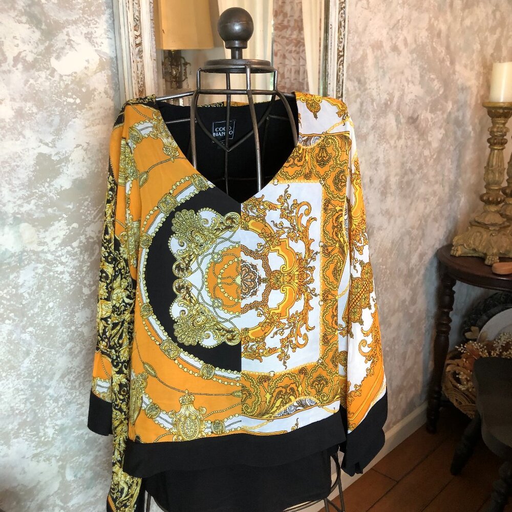 Coco Bianco Cold Shoulder Print Top Size M - image 1